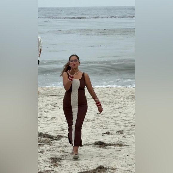 NWT Size L - Palmacea Fara Brown/Ivory Textured Maxi Dress - Picture 16 of 16